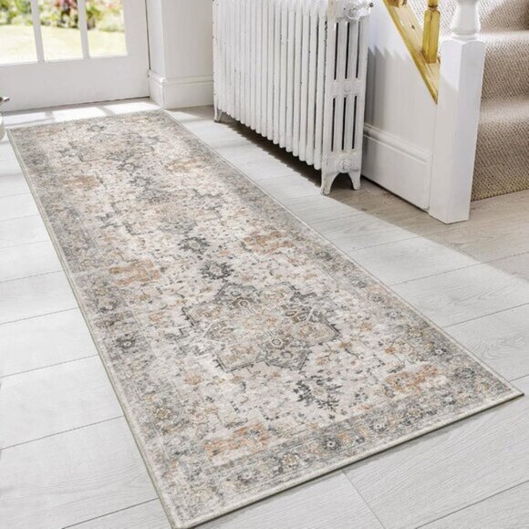 2x5 Runner Rug, Washable Vintage Low Pile Non-Slip Carpet for Hallway & Entry